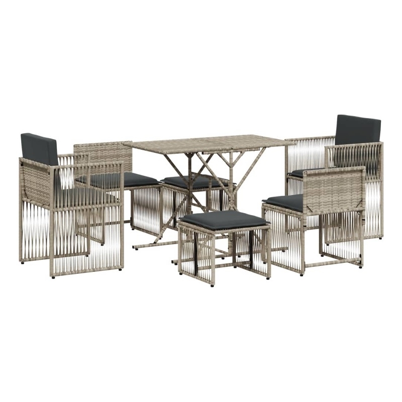 vidaXL Poly Rattan Garden Dining Set in Grey
