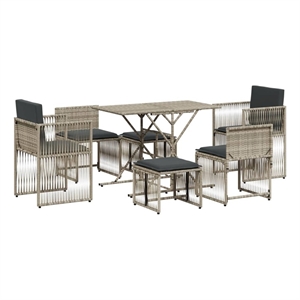 vidaXL Poly Rattan Garden Dining Set in Grey