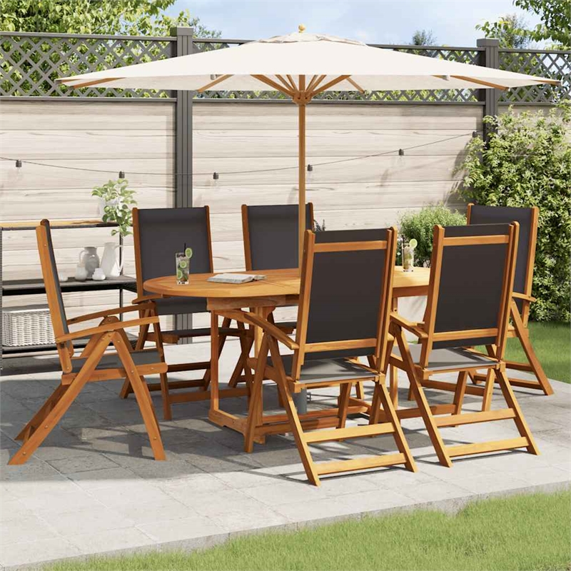 vidaXL Solid Acacia Wood Furniture Set in Black