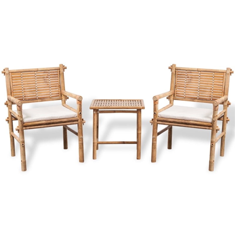 vidaXL 3 Piece Bamboo Small Furniture Set in White