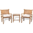 vidaXL 3 Piece Bamboo Small Furniture Set in White