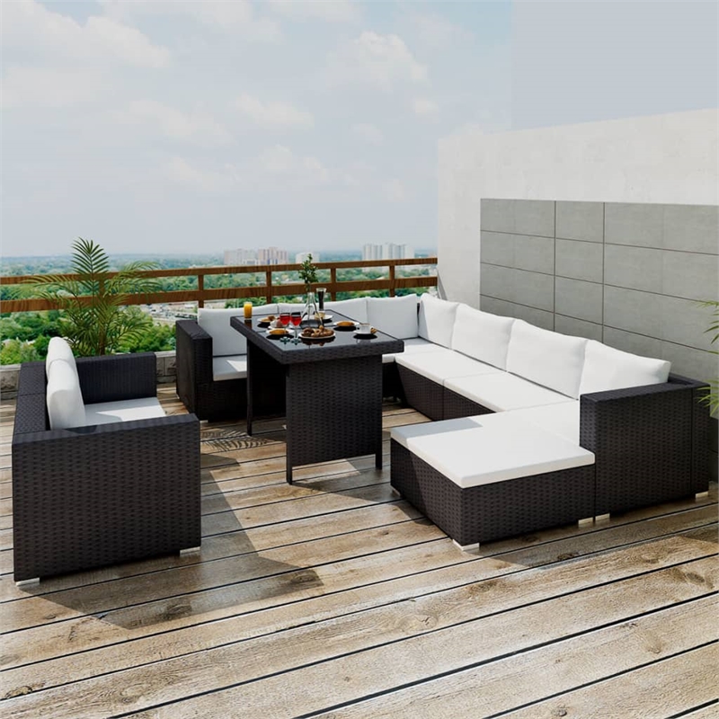 vidaXL 10 Piece Steel Furniture Set in Black