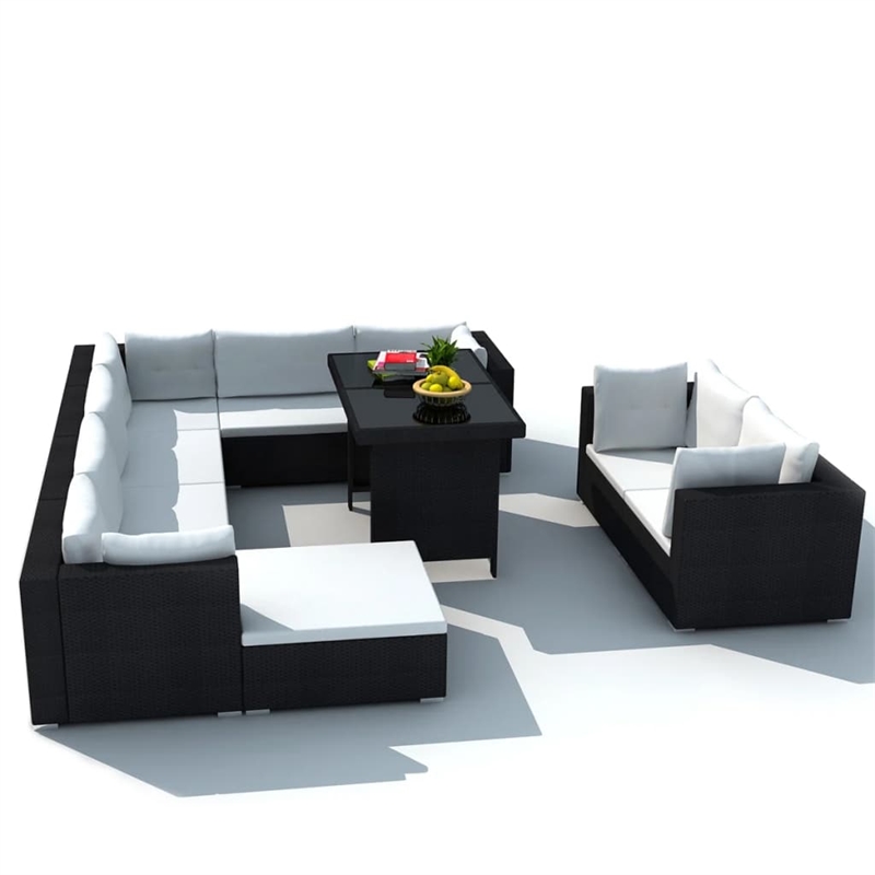 vidaXL 10 Piece Steel Furniture Set in Black