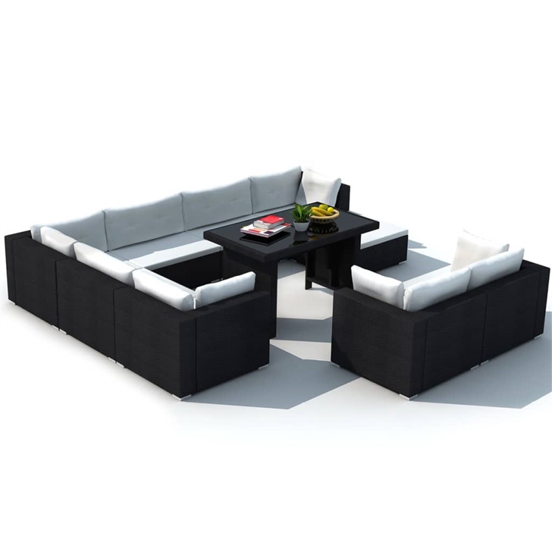 vidaXL 10 Piece Steel Furniture Set in Black