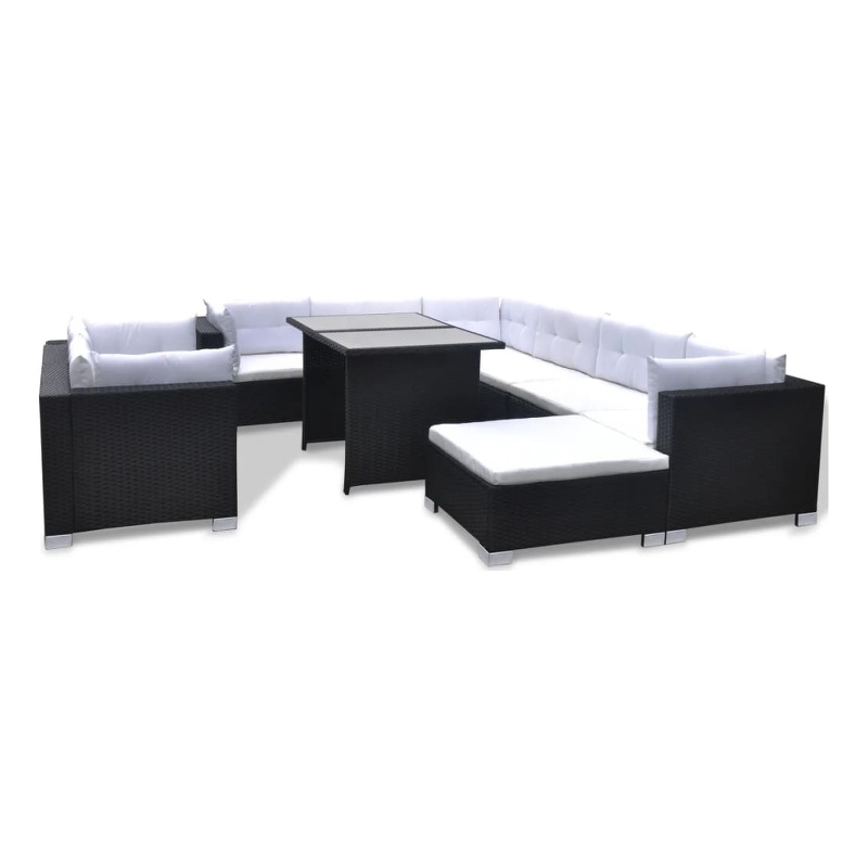 vidaXL 10 Piece Steel Furniture Set in Black