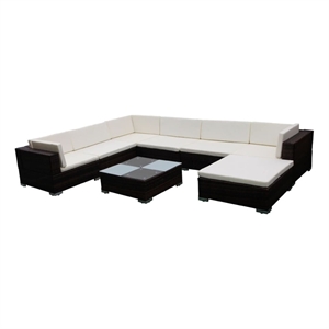 vidaXL 8 Piece Steel Large Lounge Set in Brown