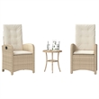 vidaXL 3 Piece Steel Bistro Set in Cream/Beige