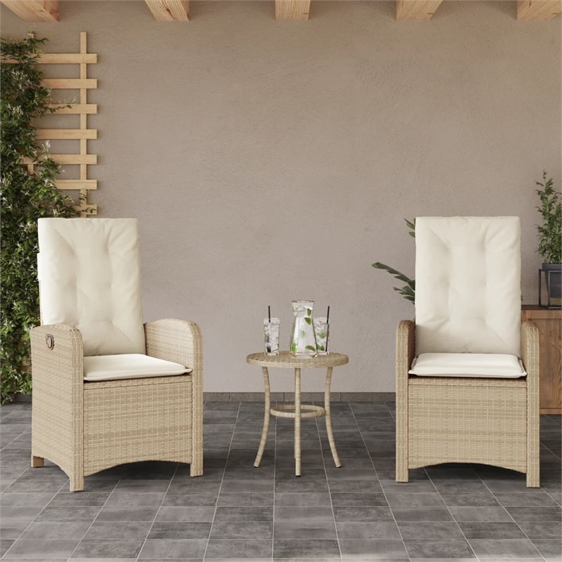 vidaXL 3 Piece Steel Bistro Set in Cream/Beige