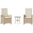 vidaXL 3 Piece Steel Bistro Set in Cream/Beige