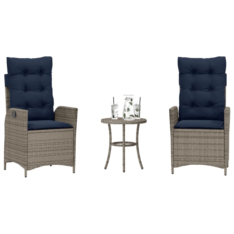 vidaXL 3 Piece Steel Bistro Set in Gray