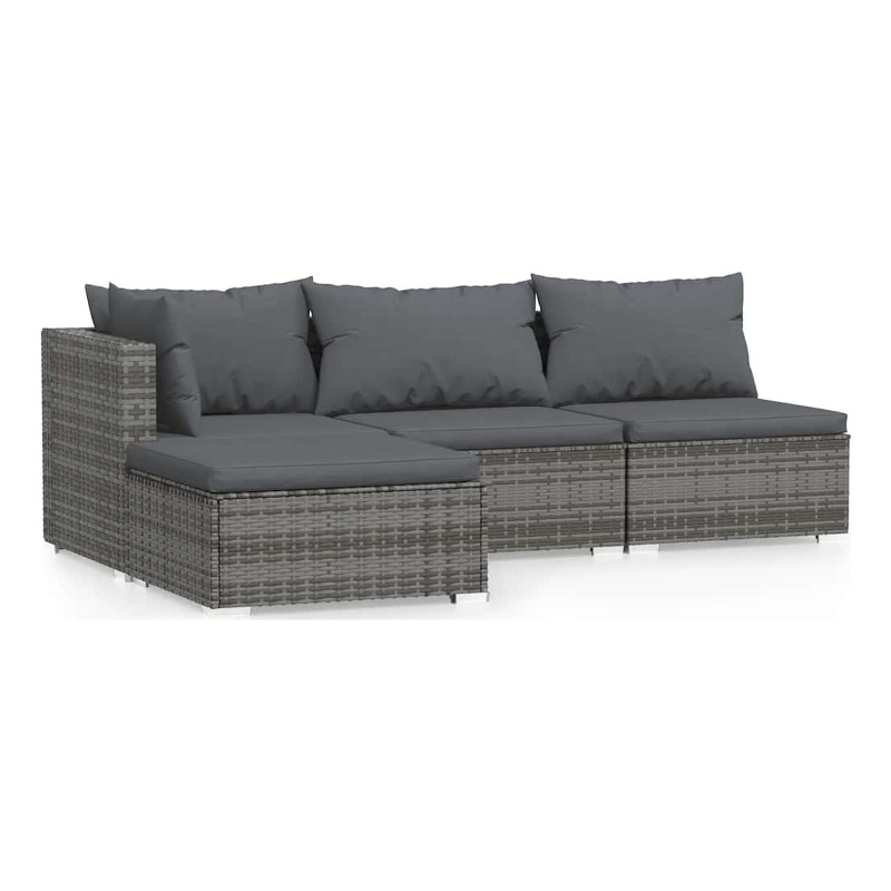 vidaXL 4 Piece Steel Small Garden Lounge Set in Gray