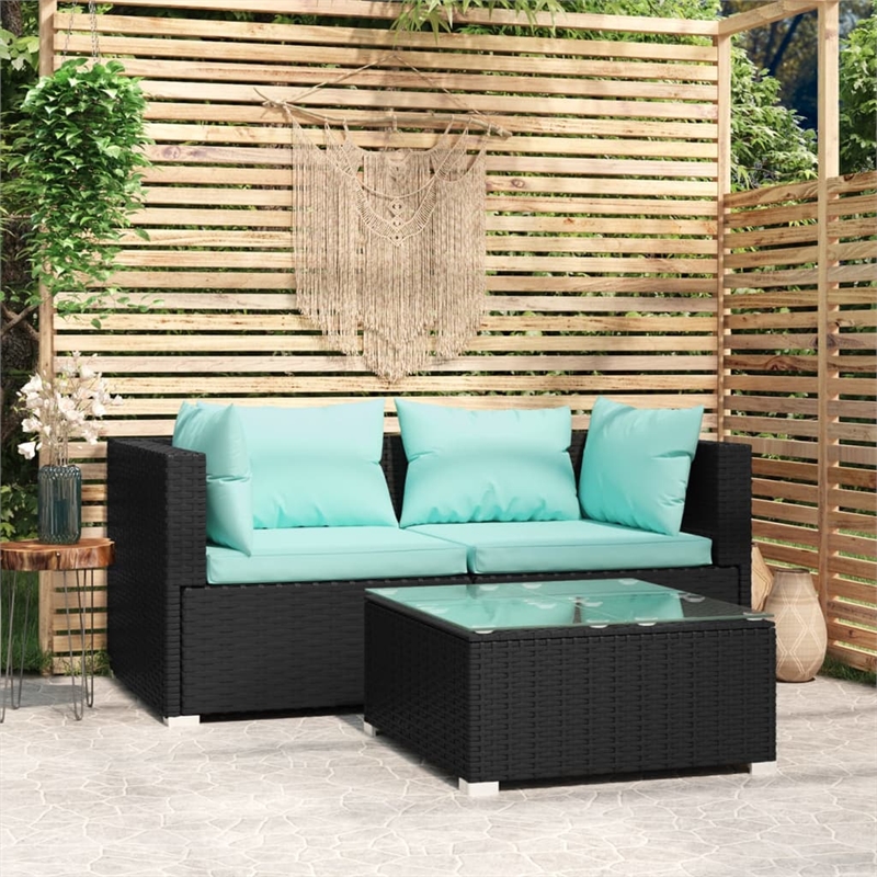 vidaXL 3 Piece Steel Garden Lounge Set in Black