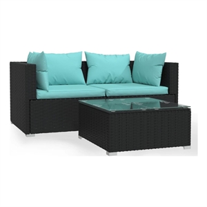 vidaXL 3 Piece Steel Garden Lounge Set in Black