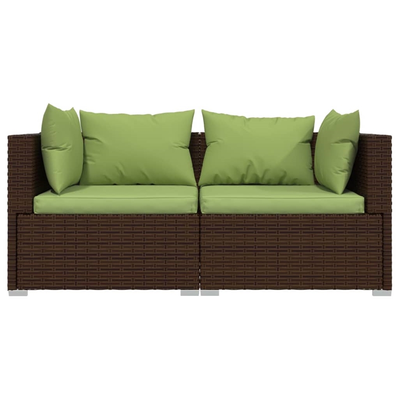 vidaXL 3 Piece Poly Rattan Garden Lounge Set in Brown