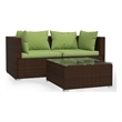 vidaXL 3 Piece Poly Rattan Garden Lounge Set in Brown