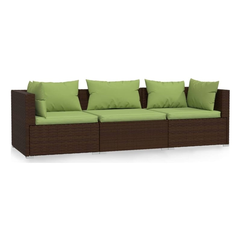 vidaXL Poly Rattan Sofa in Green/Brown