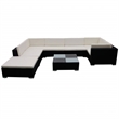 vidaXL 8 Piece Steel Lounge Set in Black/White/Cream