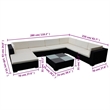 vidaXL 8 Piece Steel Lounge Set in Black/White/Cream