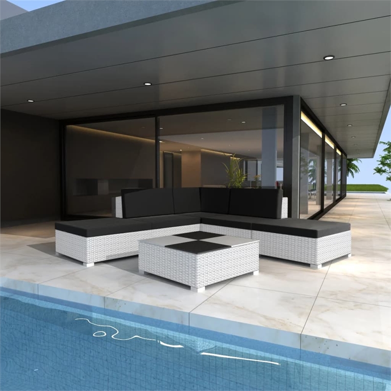 vidaXL 6 Piece Lounge Set in Black/White