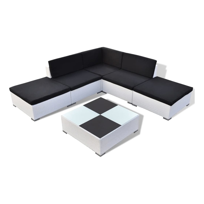 vidaXL 6 Piece Lounge Set in Black/White