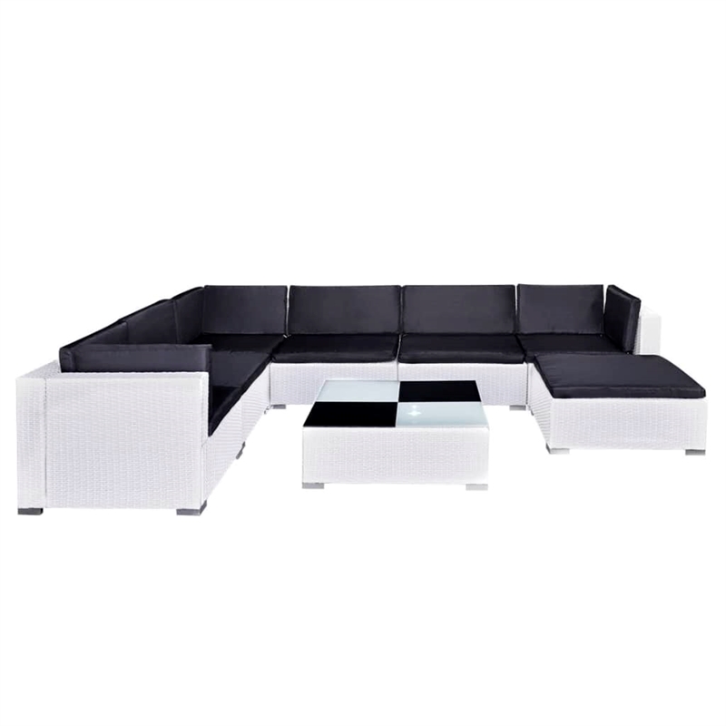 vidaXL 8 Piece Poly Rattan Patio Furniture in Black/White