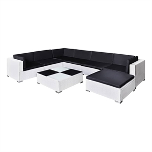 vidaXL 8 Piece Poly Rattan Patio Furniture in Black/White