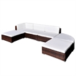 vidaXL 6 Piece Poly Rattan Patio Furniture Brown