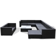 vidaXL 10 Piece Poly Rattan Patio Furniture Black/White/Cream
