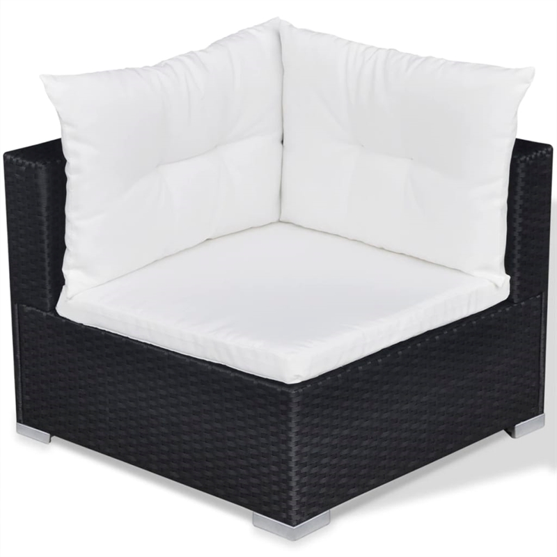 vidaXL 10 Piece Poly Rattan Patio Furniture Black/White/Cream