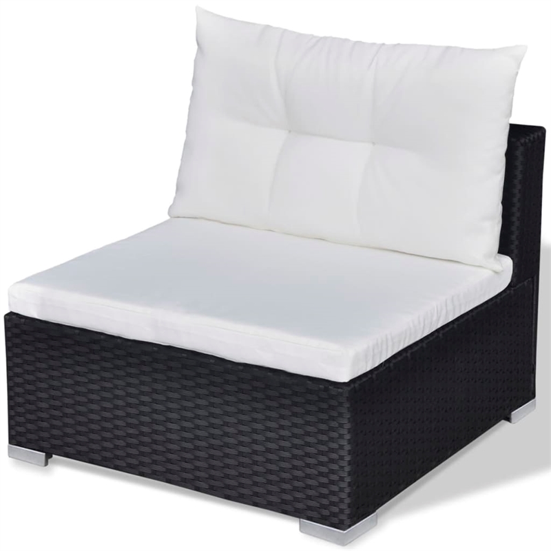 vidaXL 10 Piece Poly Rattan Patio Furniture Black/White/Cream