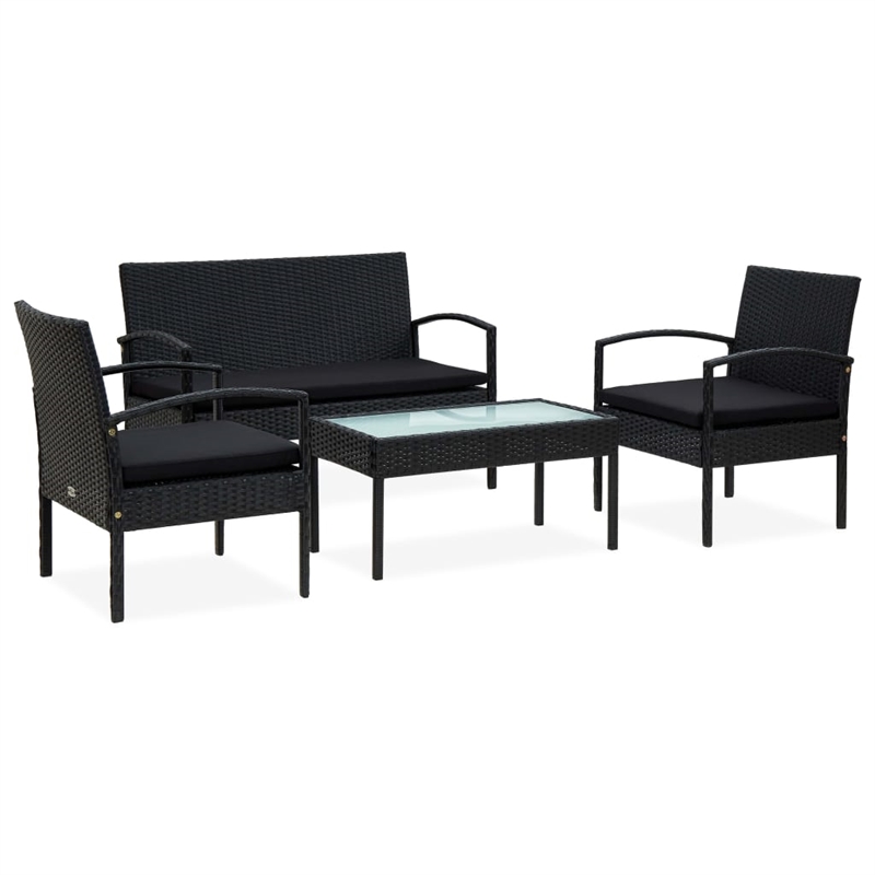 vidaXL 4 Piece Steel Sofa Set in Black