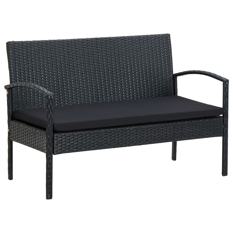 vidaXL 4 Piece Steel Sofa Set in Black