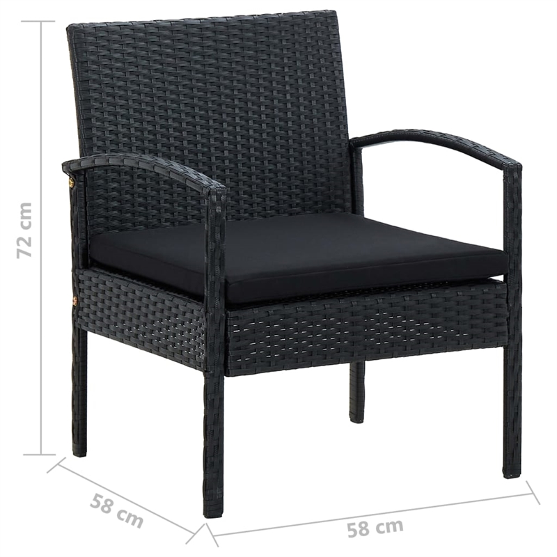 vidaXL 4 Piece Steel Sofa Set in Black