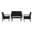 vidaXL 4 Piece Steel Sofa Set in Black