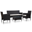 vidaXL 4 Piece Steel Small Sofa Set in Black/White/Cream