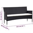 vidaXL 4 Piece Steel Small Sofa Set in Black/White/Cream