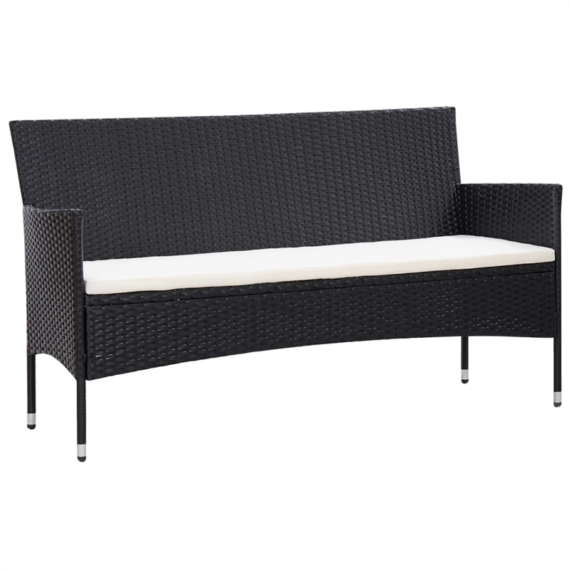 vidaXL 4 Piece Steel Small Sofa Set in Black/White/Cream