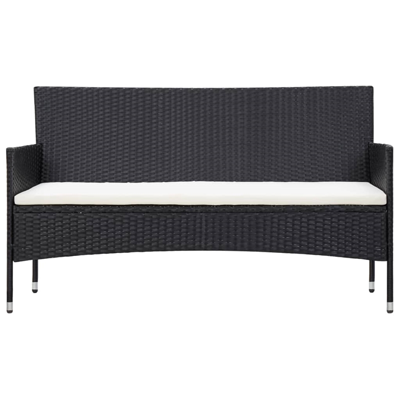 vidaXL 4 Piece Steel Small Sofa Set in Black/White/Cream