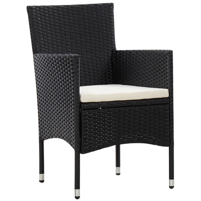 vidaXL 4 Piece Steel Small Sofa Set in Black/White/Cream