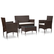 vidaXL 4 Piece Steel Sofa Set w/ Removable Covers in Brown