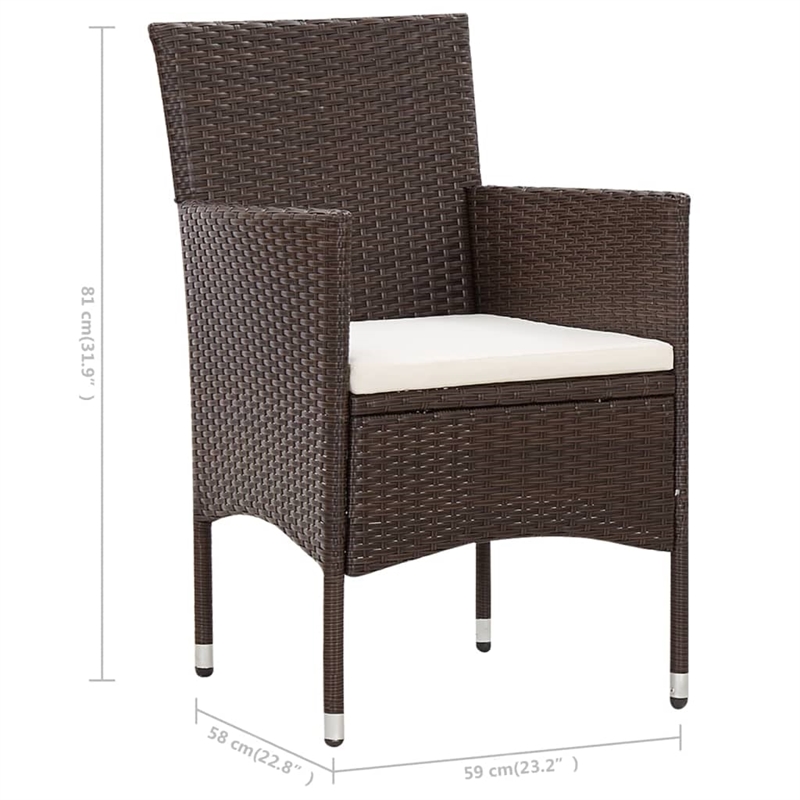 vidaXL 4 Piece Steel Sofa Set w/ Removable Covers in Brown