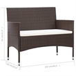 vidaXL 4 Piece Steel Sofa Set w/ Removable Covers in Brown