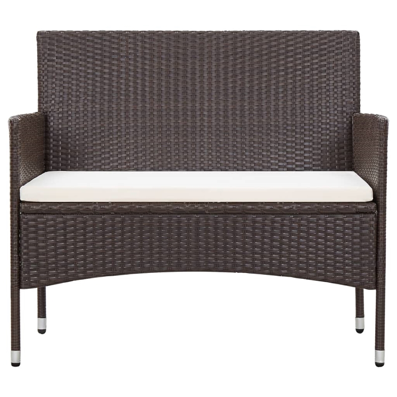 vidaXL 4 Piece Steel Sofa Set w/ Removable Covers in Brown
