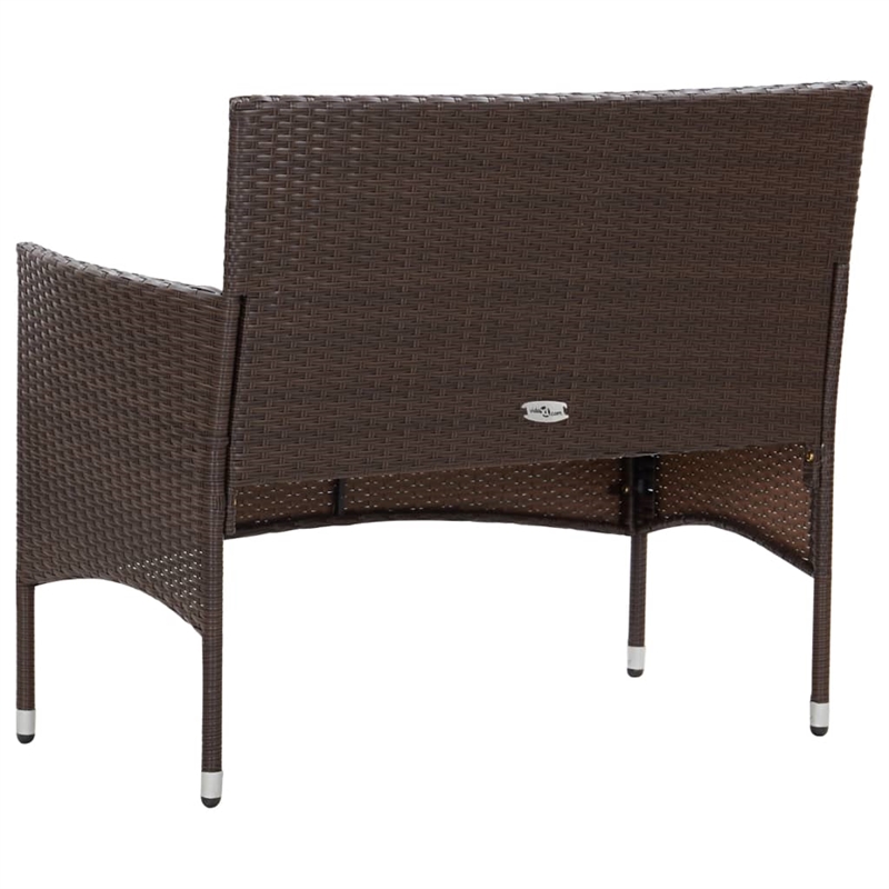 vidaXL 4 Piece Steel Sofa Set w/ Removable Covers in Brown