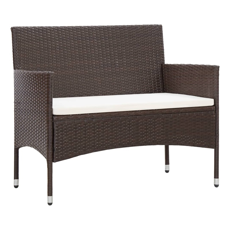 vidaXL 4 Piece Steel Sofa Set w/ Removable Covers in Brown