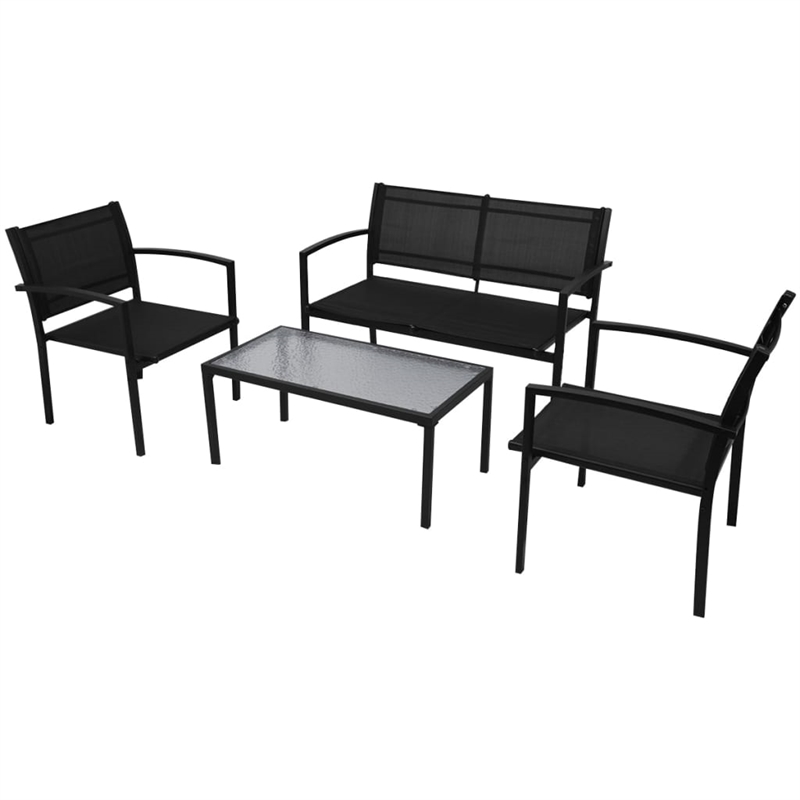 vidaXL 4 Piece Steel Patio Furniture Black