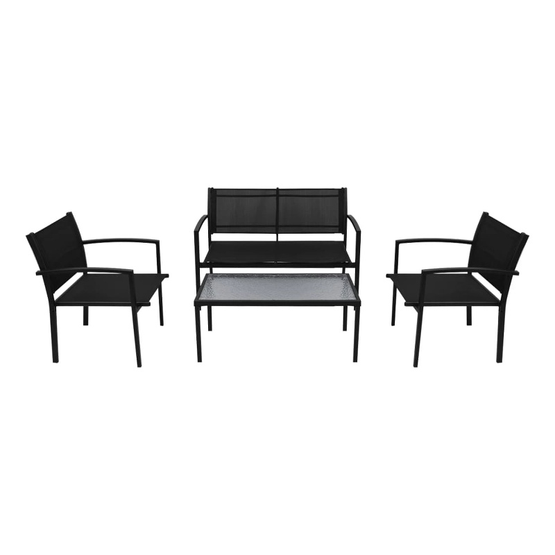 vidaXL 4 Piece Steel Patio Furniture Black