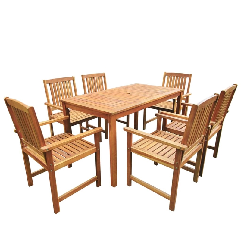 vidaXL Solid Acacia Wood Medium Outdoor Table And Chair Brown