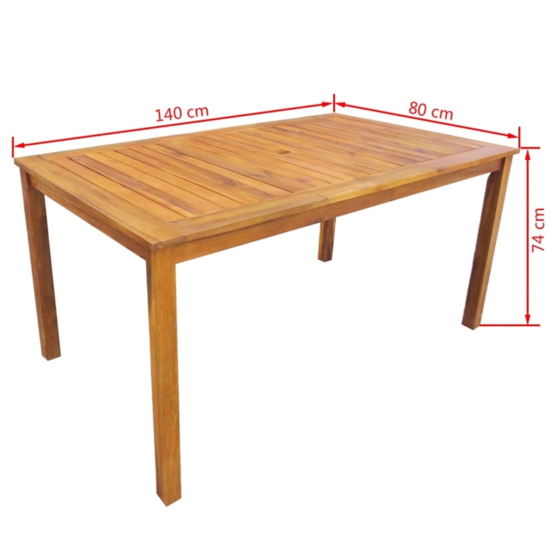 vidaXL Solid Acacia Wood Medium Outdoor Table And Chair Brown