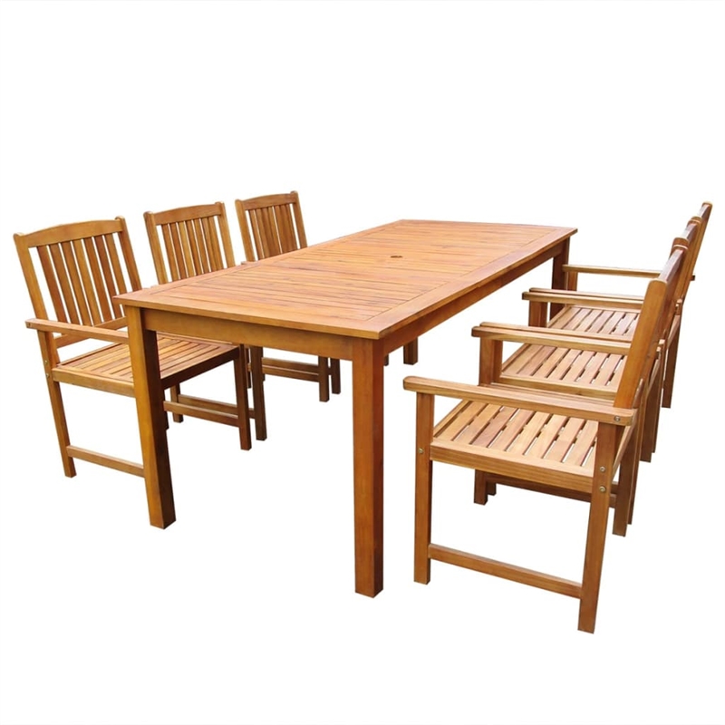 vidaXL Solid Acacia Wood Standard Outdoor Table And Chair Brown